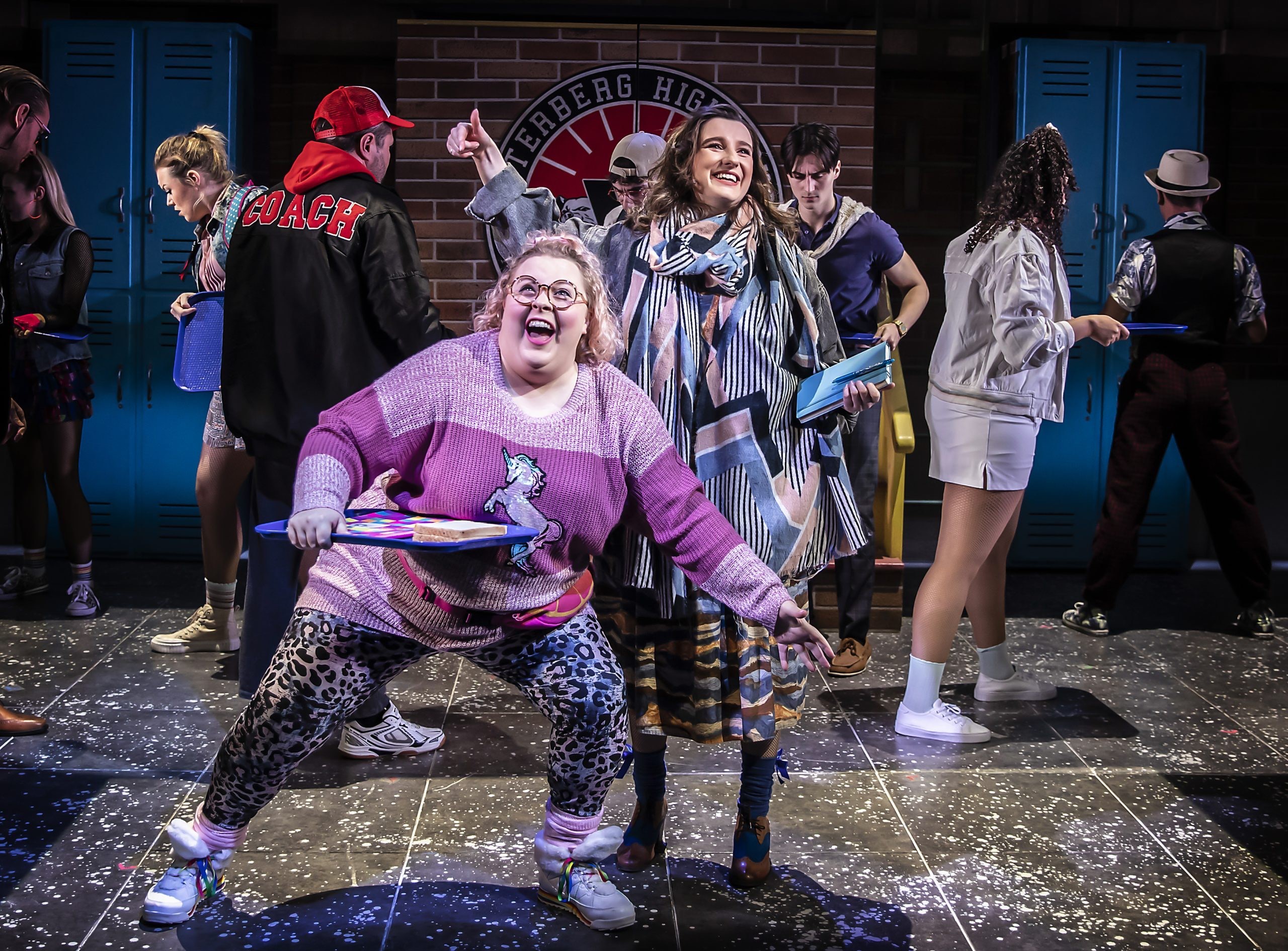 Actor Lizzie Bea performing in Heathers